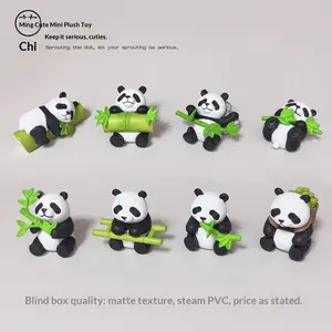 8Pcs Cute Bamboo Panda Figurines Set