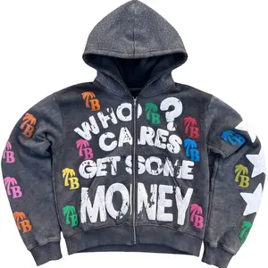 Y2K Graphic Zip Up Hoodie Streetwear Oversized Pullover Sweatshirt Grunge Gothic Vintage Patchwork Letters Jacket
