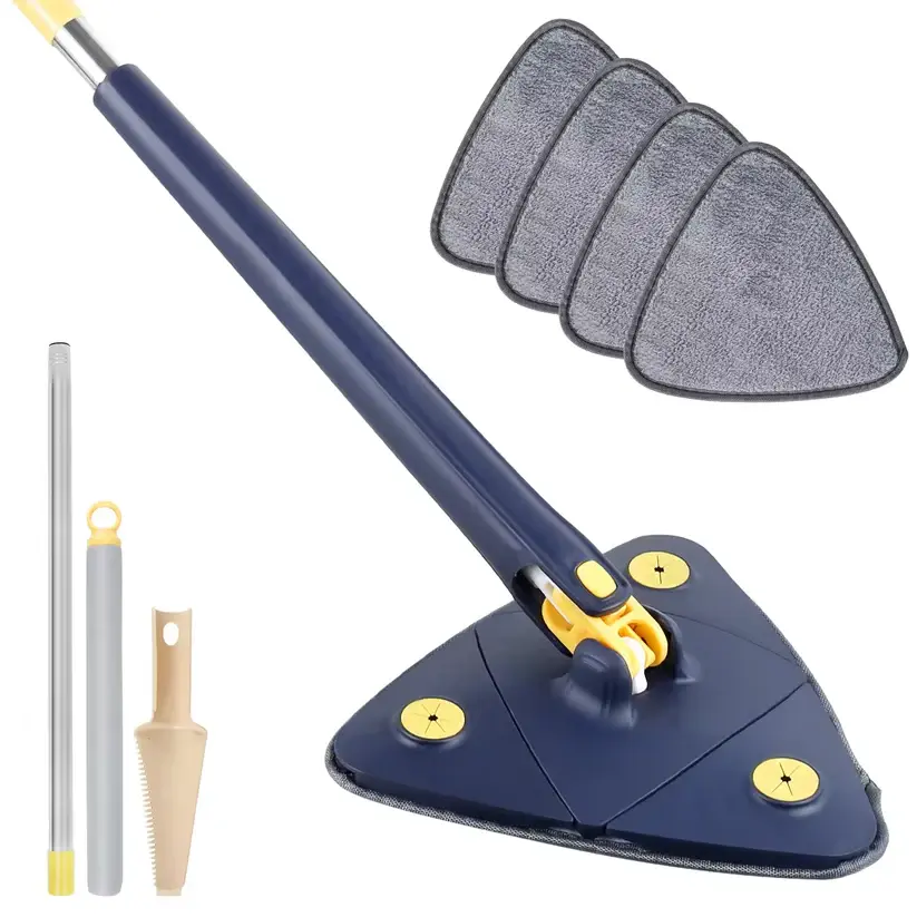 Telescopic Triangle Mop 360° Rotatable Spin Cleaning Mop Adjustable Squeeze Wet and Dry Ceiling Cleaning Home Window Floor Tools
