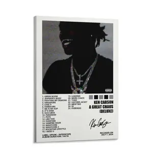 Ken Carson “A Great Chaos” album poster — custom rap wall art print for bedroom, living room, dorm, bathroom decor