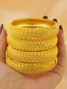 Middle Eastern Style Women's 24k Gold Plated Bracelet, Dubai Floral Open Cuff, Ethiopian Hawaiian Jewelry, Perfect Gift for Ramadan & Valentine's Day