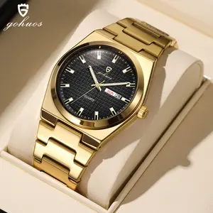 GOHUOS Spring Style Upgrade: Timeless Men’s Watches Casual Business Round Dial Analog Quartz Watch for Men, Fashion Watch for Parties and Daily Wear, Trendy Versatile & Exquisite Gift Watch with Box, Business Fashion Watches summervibes