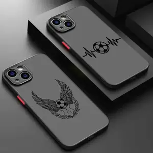 Designed with artistic football patterns, suitable for Apple iPhone 11, 12 Pro, 13, 14 Plus, 15, 16 Pro Max models. Soft transparent matte black protective case provides comprehensive protection with a stylish appearance,preferred by sports enthusiasts