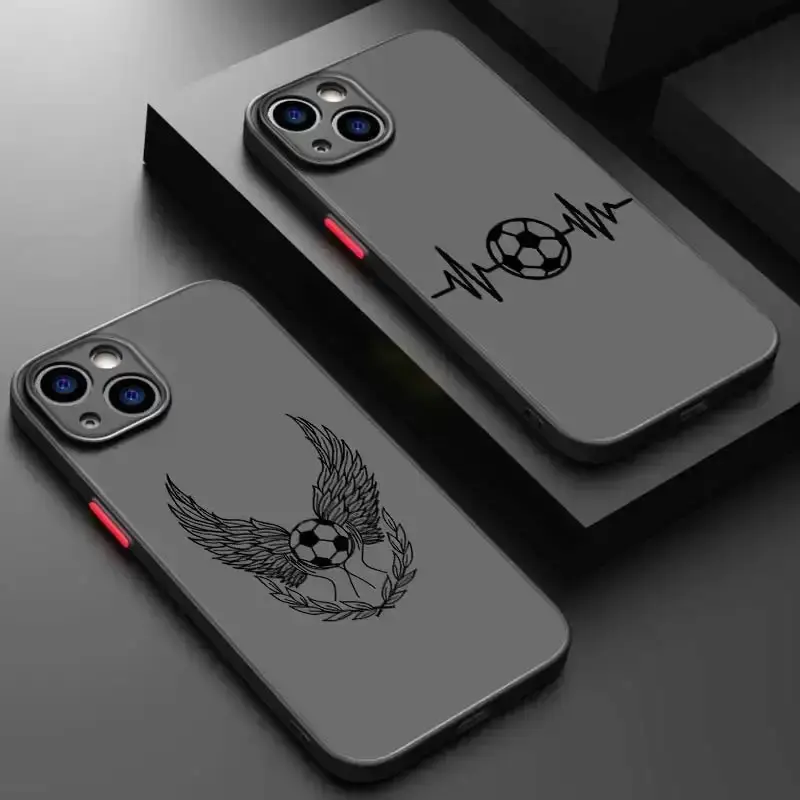 Designed with artistic football patterns, suitable for Apple iPhone 11, 12 Pro, 13, 14 Plus, 15, 16 Pro Max models. Soft transparent matte black protective case provides comprehensive protection with a stylish appearance,preferred by sports enthusiasts