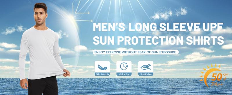 MAGCOMSEN Men's UPF 50+ Long Sleeves Shirts Quick Dry Lightweight Summer Sportswear Tops for Swimming Workout Rashguard Sporty Crew Neck Outdoorfun FallFreshness