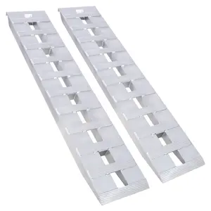Tip-Proof Lightweight Heavy-Duty Metal Aluminum Loading Ramps (2 Silver Units, 1 Pair) - 60"x12", Top Hook Attaching End, 6600 lbs Capacity, Serrated Cross Rungs, Universal for Bicycles, Motorcycle, Tractor, Ideal for Loading and Unloading