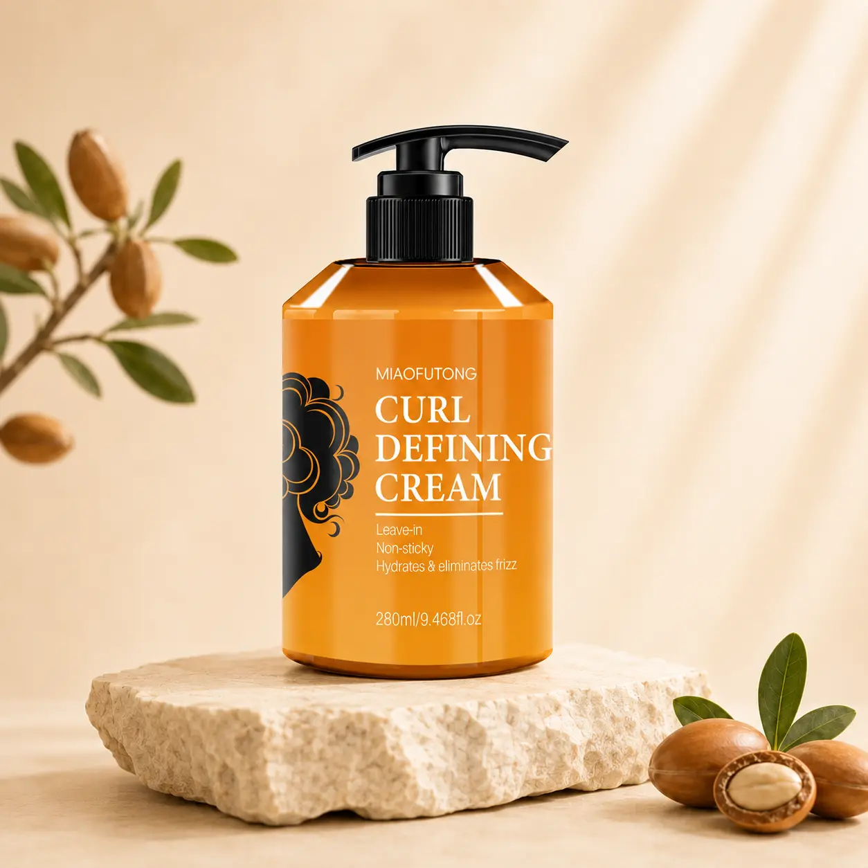 Curl Defining Cream 280ml — Suitable for wavy and curly hair, helps tame frizz and dullness, moisturizes and hydrates, provides a lightweight hold, keeps curls soft and bouncy, and reduces static. A styling gel-type haircare product.