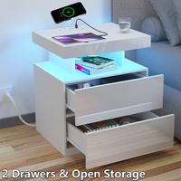 White with 2 Drawers & one open Shelf