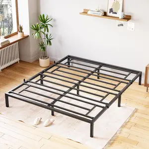 【GARVEE】Queen Size Metal Platform Bed Frame, Noise Free Anti-sliding Metal Slats, Heavy Duty Mattress Foundation with under Storage Space, 800LBS Capacity, No Box Spring Needed, Black