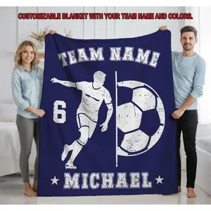 Personalized Soccer Team Blanket: Plush Custom Name Gift