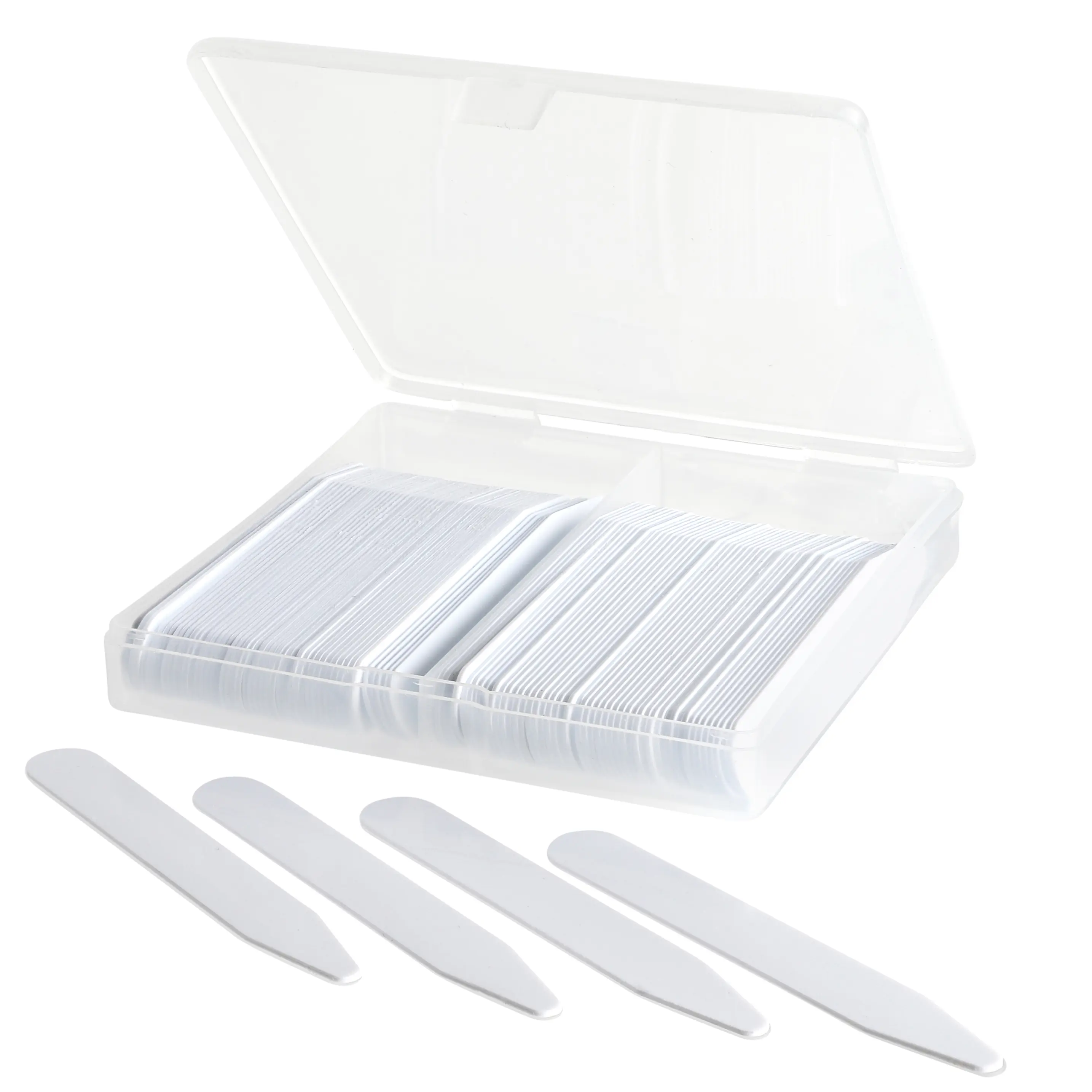 100 Plastic Collar Stays for Men Dress Shirt in Plastic Case 2" 2.2" 2.5" 2.7 or 3" Inches