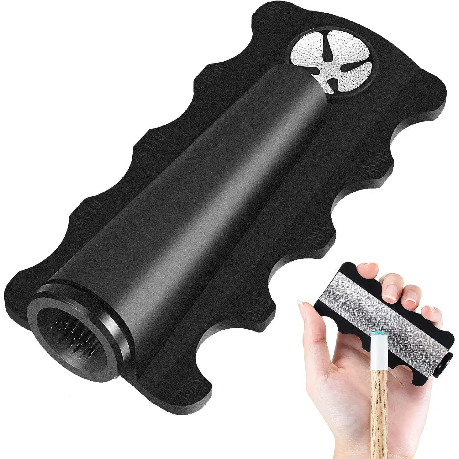 Pool Cue Tips Repair Tool, Pool Stick Tip Shaper Scuffer Aerator Burnisher Radius Gauge, 5 in 1 Billiards Accessories