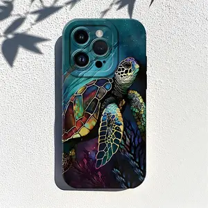 Sea Turtle Pattern Phone Case , Soft Silicone , Fully Protected and Shockproof Cover For iPhone 16 15 Pro Max 14 13 12 11 X Plus Complete Protection