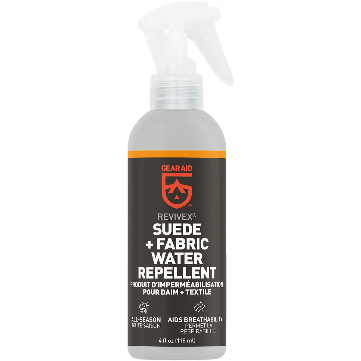 Gear Aid Revivex 4 oz. Suede and Fabric Footwear Water Repellent, Cleaning, All Seasons, Concentrated, Footwear Protection, Keeps Feet Dry