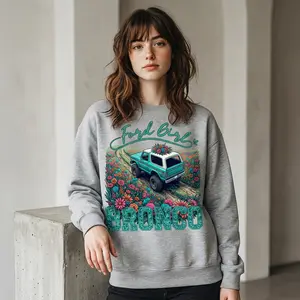 Ford Girl Bronco Sweatshirt, Vintage Off Road Floral Graphic Crewneck, Trendy Oversized Aesthetic Pullover, Glitter Bronco Lover Gift for Her, Retro Truck Comfort Colors Style