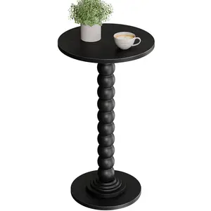 Round Side Table for Small Spaces, 11.8 Inch Modern Accent End Table with Solid Wood Leg, Versatile Drink Table for Living Room Bedroom Corners