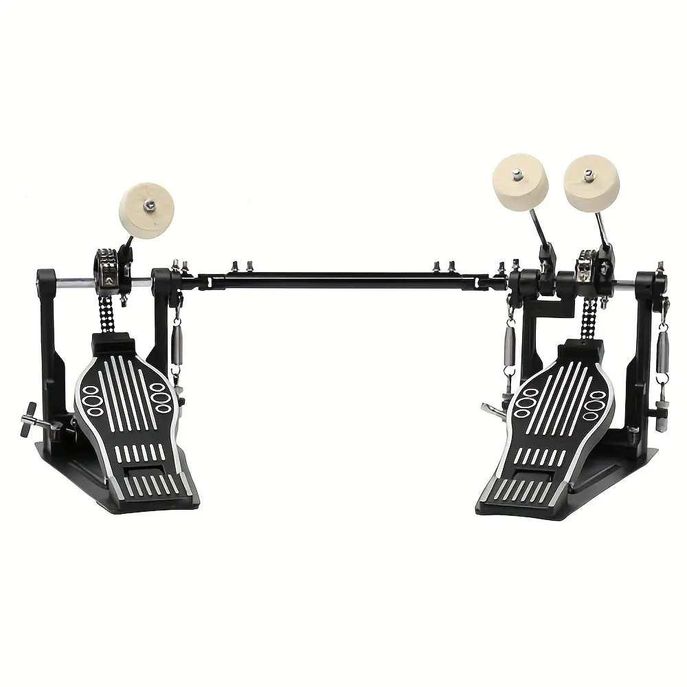 Bold Black Professional Heavy-Duty Double Bass Drum Kick Pedal Percussion Instrument - Anti-Skid Base, Chain Drive System, Wool Felt Hammer, Adjustable Design for Drum Sets