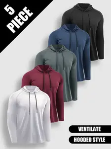 5-Pack Men’s Athletic Hoodies – Lightweight, Breathable Long-Sleeve Tops for Gym and Everyday Wear