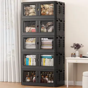 Broview V7 345Qt/460Qt/575Qt Stackable Storage Bins with Individual Lids & Wheels, Large Plastic Collapsible Latching Boxes, Closet Organizers and Storage Cabinet Shelves Units, for Home Kitchen Room Garage Organization