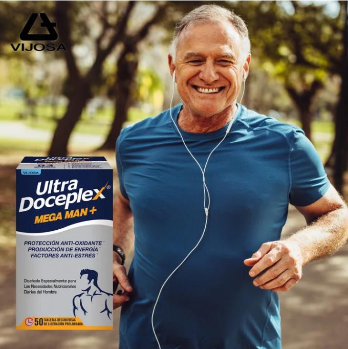 Ultra Doceplex Mega Man+ – 50 Prolonged-Release Tablets – Antioxidant Support, Energy Production, Stress Relief, and Daily Nutritional Support for Men Healthcare Fitness