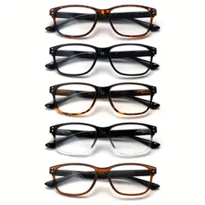 5 Pack Reading Glasses Blue Light Blocking for Men Women,Rectangular Frame Computer Readers with Spring Hinge,Anti Eyestrain/UV Ray Eyeglasses