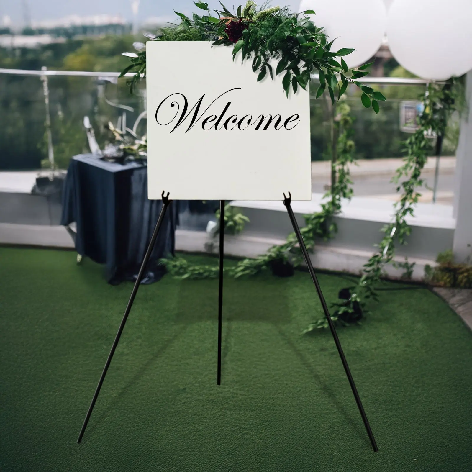 65" Heavy Duty Black Metal Tripod Easel Stand - Portable, Adjustable for Wedding Displays, Event Signs, Store Promotions, Trade Shows, Posters, Art