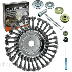 8-Inch Steel Wire Weed Wheel Brush Cutter Trimmer Head – Replacement Weed Trimmer Blade for Weed Eater, Brush Cutter, Weed Whackers, Compatible with Husqvarna, Stihl, Moss, Grass, Rust Removal