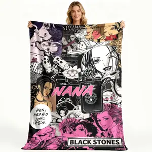 Nana Patchwork Pattern Digital Print Flannel Blanket 100% Polyester Flannel, Non, Lightweight All-Season Comfort, Versatile Gift for Travel, Sofa, Bed Ideal for Christmas, Valentine's Day, Keeping Warm in The Office, Adding a Touch to The Bedroom