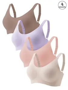 4pcs jelly seamless back bra zero pressure wearing shaping design improves profile elegant back cut enhances styling