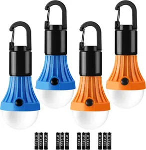 LEPRO LED Camping Lanterns, 4-Pack Collapsible Essentials with 3 Lighting Modes, Hanging Tent Lights with Clip Hook, Emergency Light, Batteries Included for Hiking, Outages