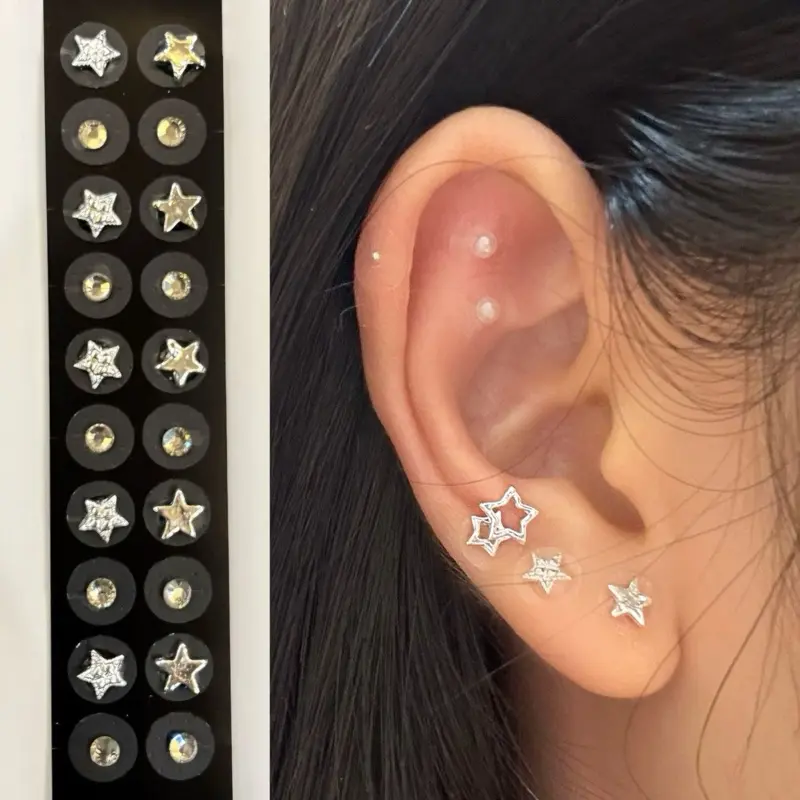 Lulupop Star Ear Seeds Jewelry – Non Piercing Magnetic Acupressure Ear Studs, Clip On Star Earrings for Ear Cuff Look, Invisible Wellness Ear Seeds for Beauty & Relaxation Ear Seed Earrings