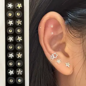 Lulupop Star Ear Seeds Jewelry – Non Piercing Magnetic Acupressure Ear Studs, Clip On Star Earrings for Ear Cuff Look, Invisible Wellness Ear Seeds for Beauty & Relaxation Ear Seed Earrings
