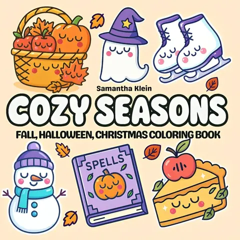【JUST RELEASED】English Adult Activity Coloring Book - Bold Art Style, 40 Cozy Fall-Halloween-Christmas Scenes, Snowmen Designs, Pencil-Crayon Compatible, Stress Relief, Relaxation, Easy & Engaging Designs, Boost Creativity, For All Skill Levels