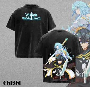 Wistoria Wand and Sword Vintage Washed Oversized T-Shirt – Anime Graphic Tee Double Print, Heavyweight Cotton Streetwear, Unisex Casual Crew Neck Top for Men & Women