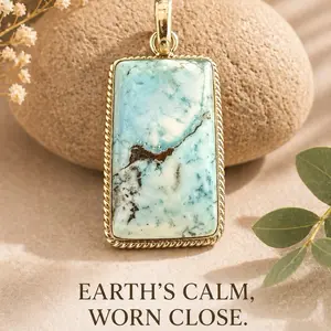 .925 Solid Sterling Silver Turquoise Pendant
