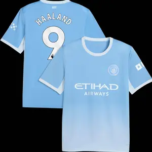 Unisex Soccer/Football Manchester City Team Erling Haaland #9 Laliga 2026/27 Home Replica jersey - Light Blue RH