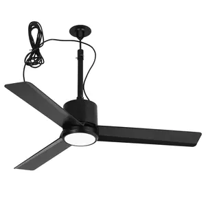 42" Outdoor/Indoor Ceiling Fan with Light | IP65 Waterproof Black | Remote & Convenient Hanging Hook