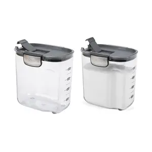 Progressive International ProKeeper+ Clear Plastic Airtight Food Baker's Kitchen Storage Organization Container Canister Set with Magnetic Accessories, 2- Piece Set (Sugar 2.5-Quart)