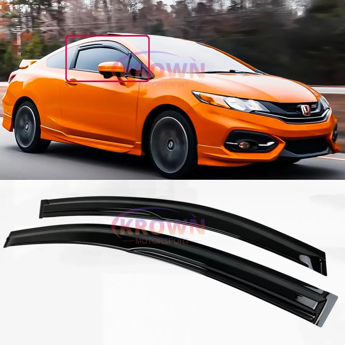 FITS 2012-2015 HONDA CIVIC 2DR COUPE JDM MUGEN STYLE WINDOW VISOR RAIN GUARD DEFLECTOR VENT