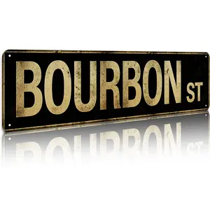 Bourbon St Vintage Aluminum Street Sign 4"x16" Bar & Man Cave Wall Decor # MetalSigns # BarDecor # BourbonSign # ManCave