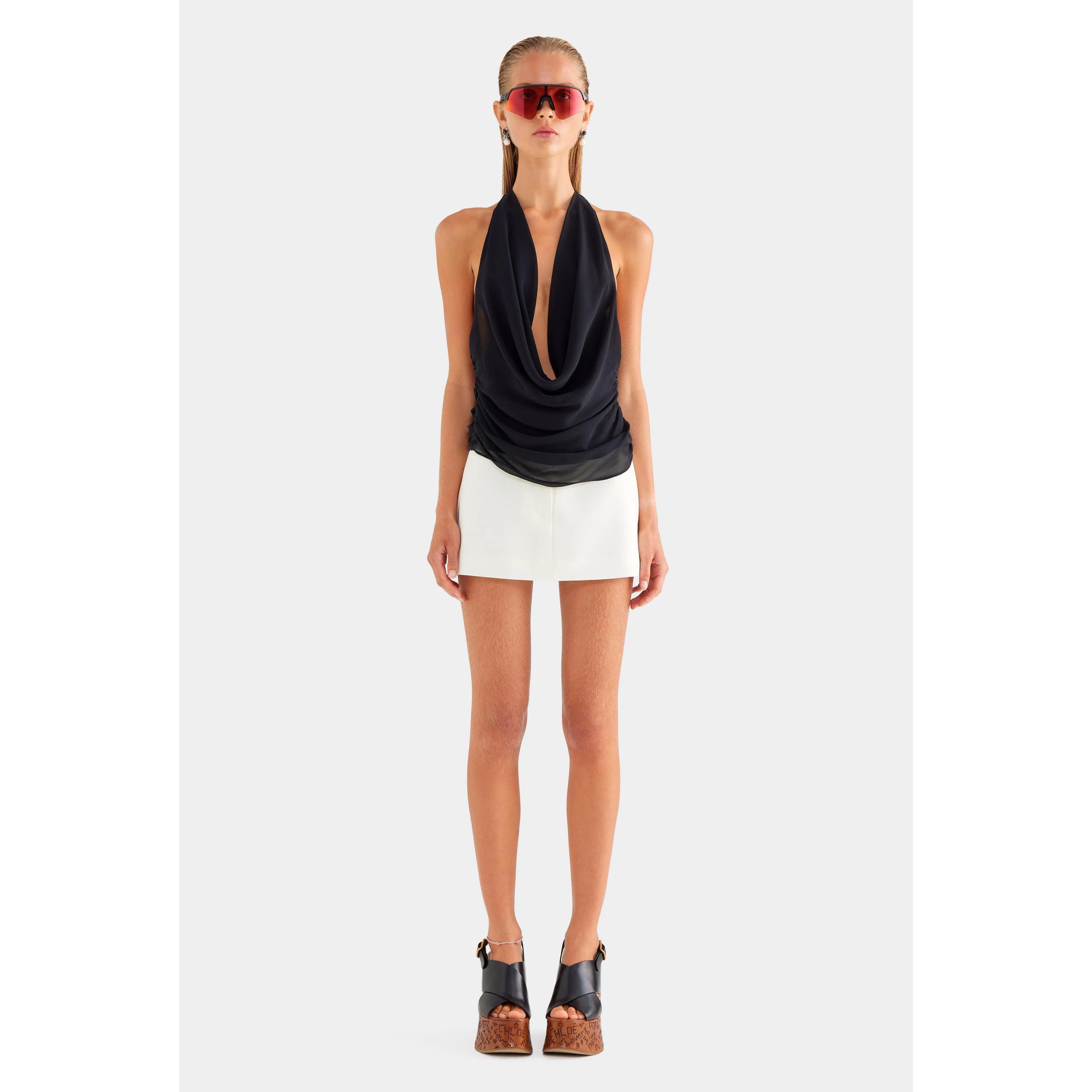 Tailored Wool Mini Skirt - Cream