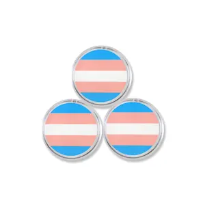 3 Pack - LGBTQ+ Transgender Pride Flag Light Up / Blinking Pinback Button - 2 Inch