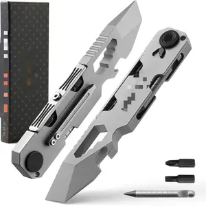 Pry Bar Multitool with Bi-Directional Ratchet Screwdriver & Everlasting Pen, Wrenches, Crowbar, Bottle and Box Openers - Your Versatile Companion for Everyday Carry and Camping Accessories