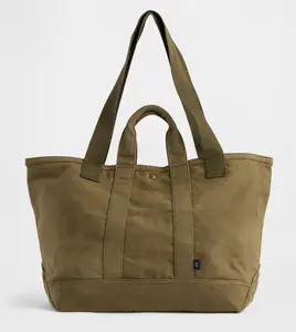 Waxed Canvas Tote Bag, Water Resistant Heavy Duty Carryall with Leather Handles, Work Travel Shopping Everyday Durable Tote Bag