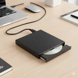 USB External CD-RW Burner DVD Drive Portable Disc Reader Writer for Laptop Desktop Windows Mac Plug Play Fast Data Transfer Music Backup System Installation Slim Design