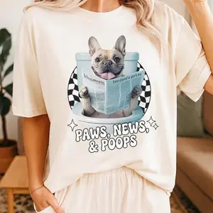 Paws, News & Poops – Funny French Bulldog T-Shirt for Dog Lovers