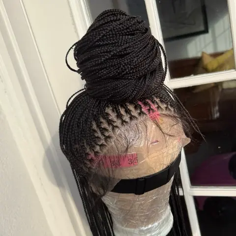 SHEEDAH #30-40 inch Synthetic Micro Extra Small Knotless Braids Full Lace Braid Wig Synthetic Full Lace For Black Women Braided Wig-Standard Lace Cap