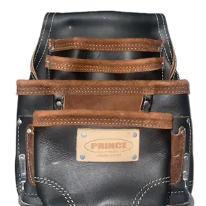 Prince Leather Tool Pouch with Double Hammer Holder, oil tanned Leather, Durable Design, Ideal for Tools and Accessories Heavy Duty Portable