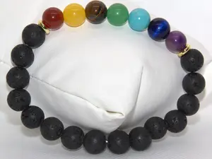 The Seven Chakras Protection and Lava Rock Beaded  for Men and Women bracelets grounding chakra bracelet charmbracelet goodluck bracelet