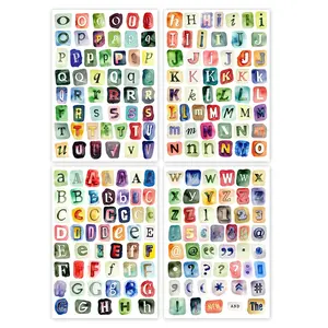 200Pcs Watercolor Alphabet Number Stickers Pack, Adhesive Stickers, Waterproof Ransom Note Letters & Symbols Vinyl Decals for Journal, Stickers for Scrapbooking, Card Making & Gift Decor, Craft Lover Gift